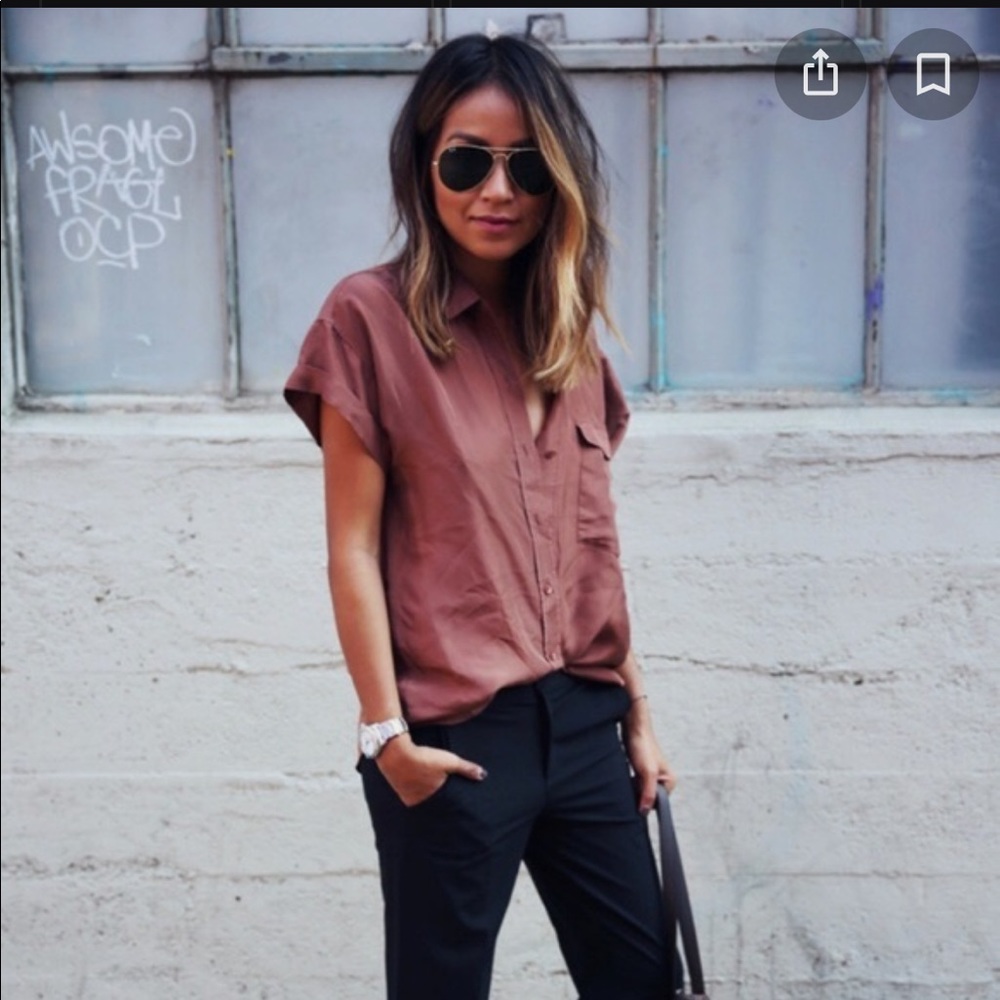 Everlane Habotai Silk Short Sleeve Shirt